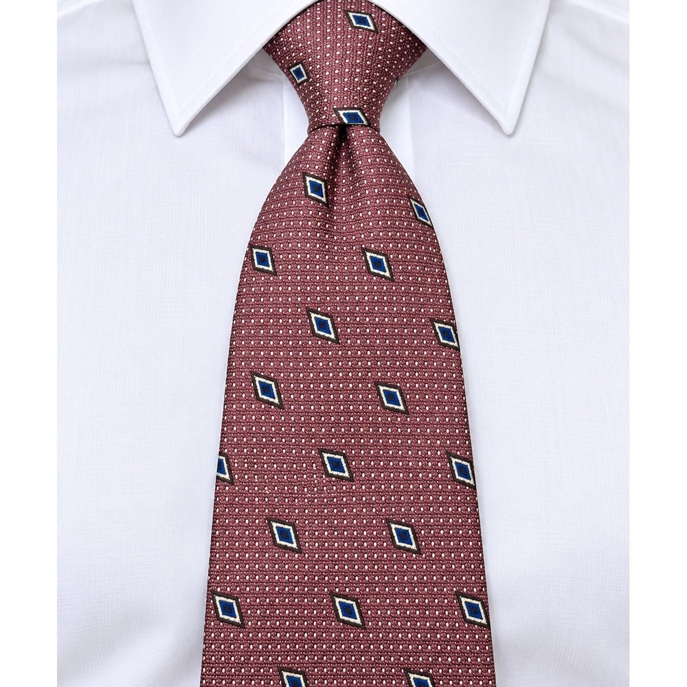 Vintage Countess Mara New York Tie Burgundy Geometric Embroidered Logo 56" -3867